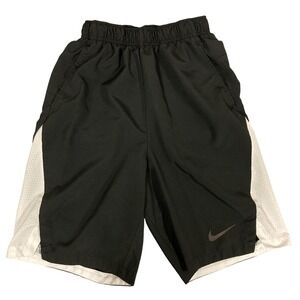 Nike Dri Fit Kids Athletic Shorts Black White Mesh Panel Performance XL